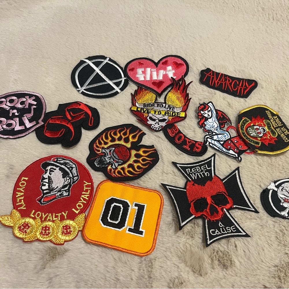 Edgy Patch Collection with Skulls and Flames